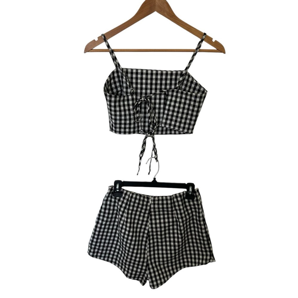 Cotton Candy LA Black & White Gingham Checkered Crop Top & Skort Set Size Small - Picture 2 of 6